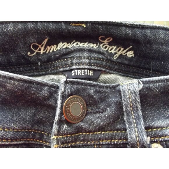 American Eagle Jeans Womens 8 x 32" low rise Original Boot Stretch #7669 dark - Picture 3 of 9